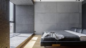 Панели из бетона в спальне